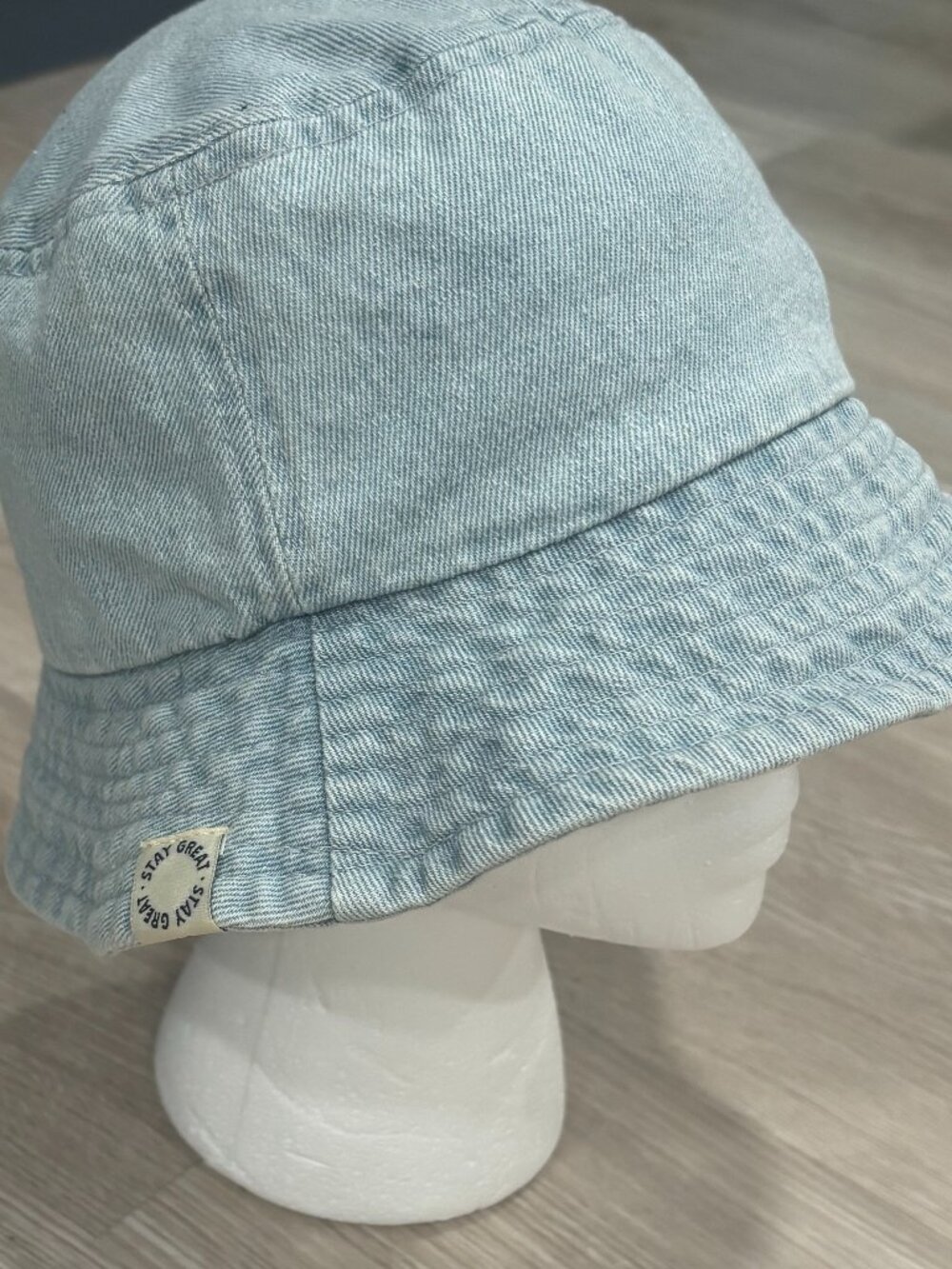Zara Kids Light Wash Denim "Stay Great" Bucket Hat - OS